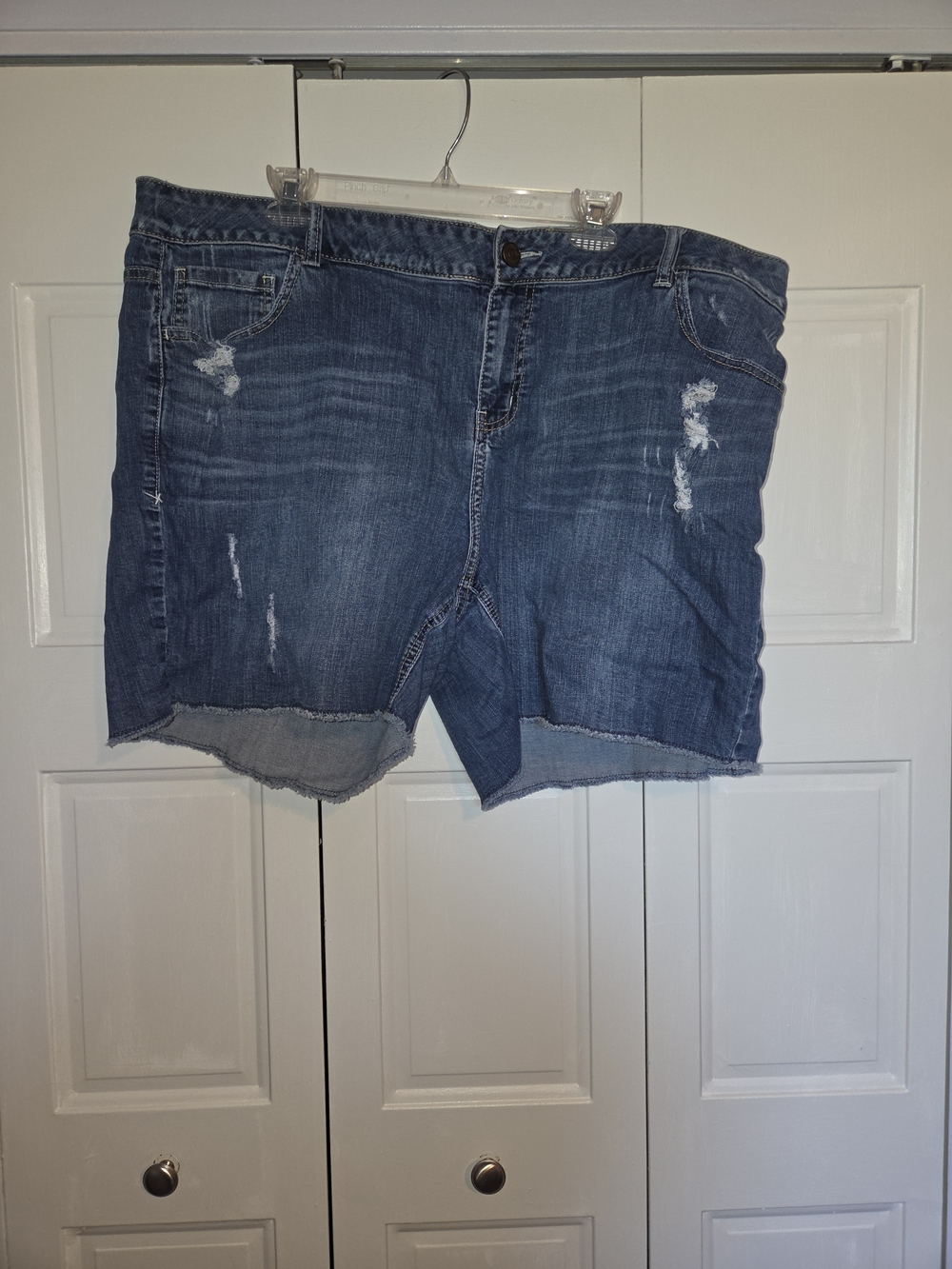 Lane Bryant Medium Blue Distressed Cutoff Denim Shorts
